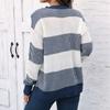 Women's Pullover Top Cross-border European and American Women's Clothing Autumn and Winter New Casual Loose Woven Sweater Contrasting Stripes Splicing