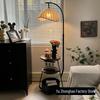 Mid-Century French Retro Floor Lamp with Side Table and Storage, Ideal for Living Room, Bedroom, or Bedside.