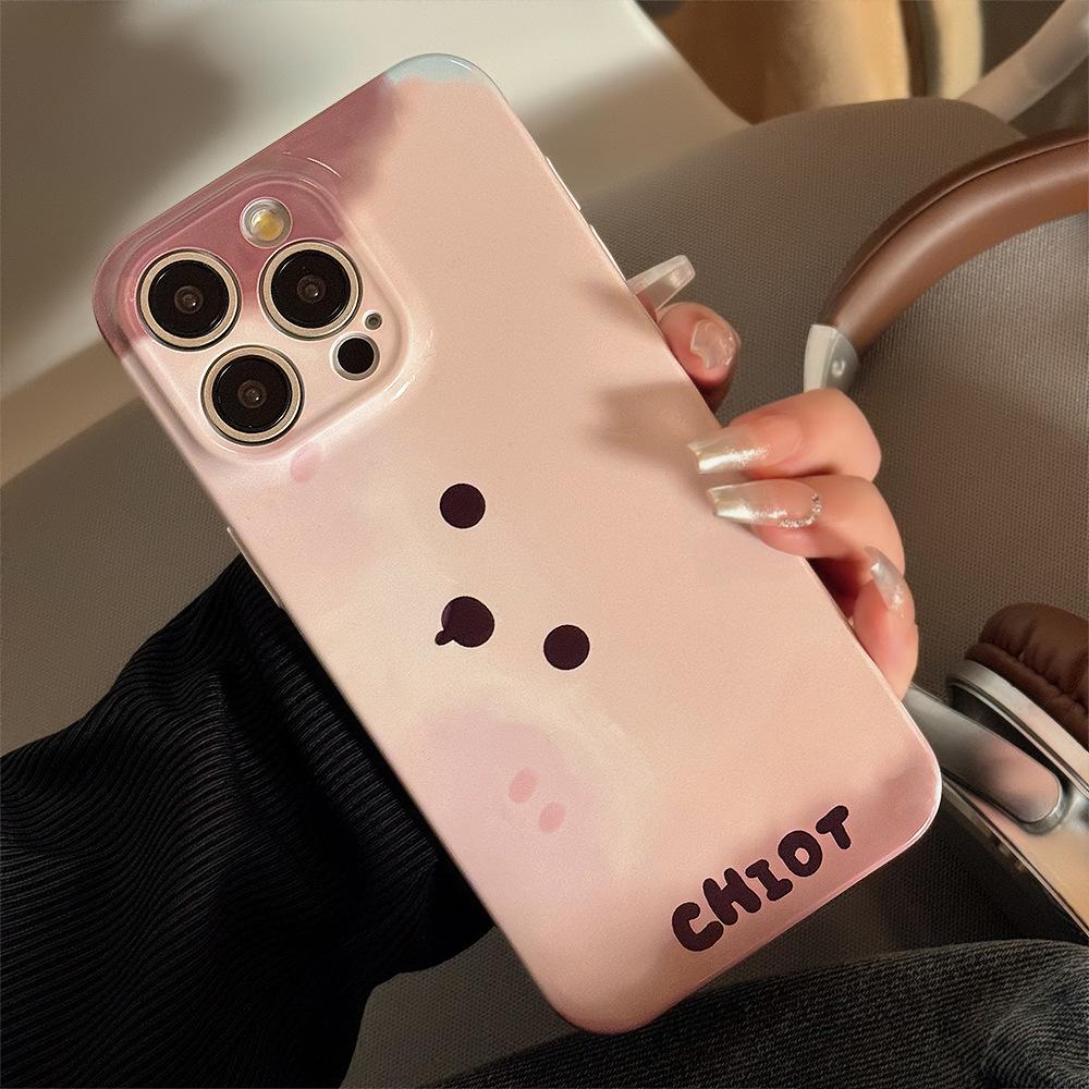 Cute Ins Big-eyed Puppy Suitable for IPhone15pro Max Mobile Phone Case Apple 14 Film Soft 13 All Inclusive 16
