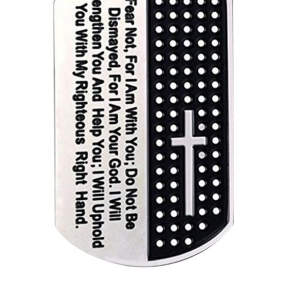 Stainless Steel Dog Tag Cross Bible Verse Pendant Men Necklace Christian Jewelry