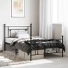 Metal Bed Frame with Headboard and Footboard Black 107 x 203 cm