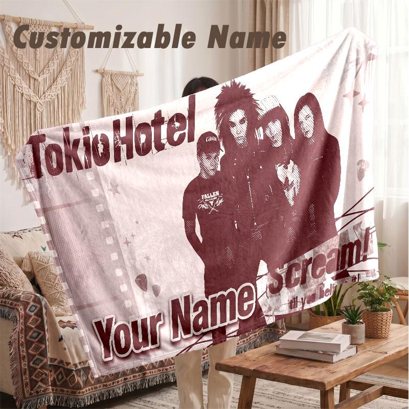 Custom Name Flannel Blanket,Tokio Hotel Lightweight Warm Bed Blanket For Couch & Holiday Gift