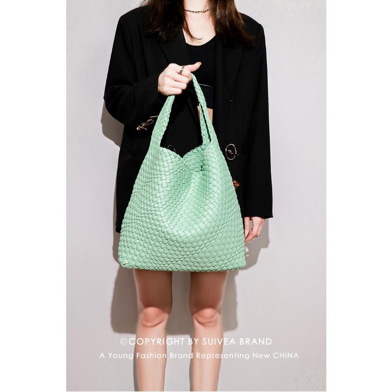 Dameveske Vintage Skulderveske med stor kapasitet underarmsveske Håndvevd veske Tekstur Trend veske