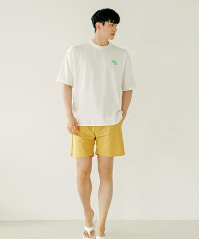 Tyubeuteuli Men'S California Loose Fit Short Sleeve Rash Guard A606 Ivory