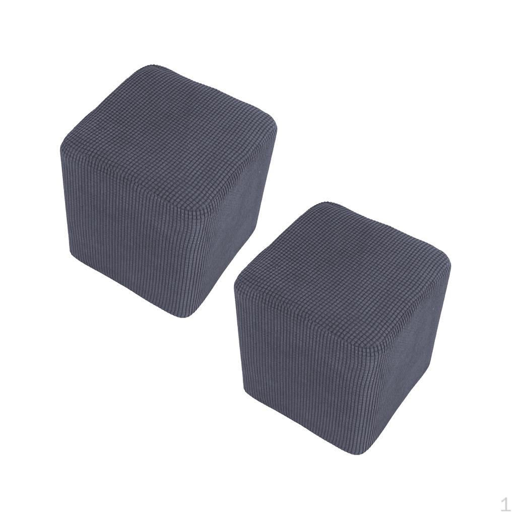

2 штуки Эластичный прямоугольный чехол для пуфика, накидка на оттоманку Dex , Серый, 25~33см