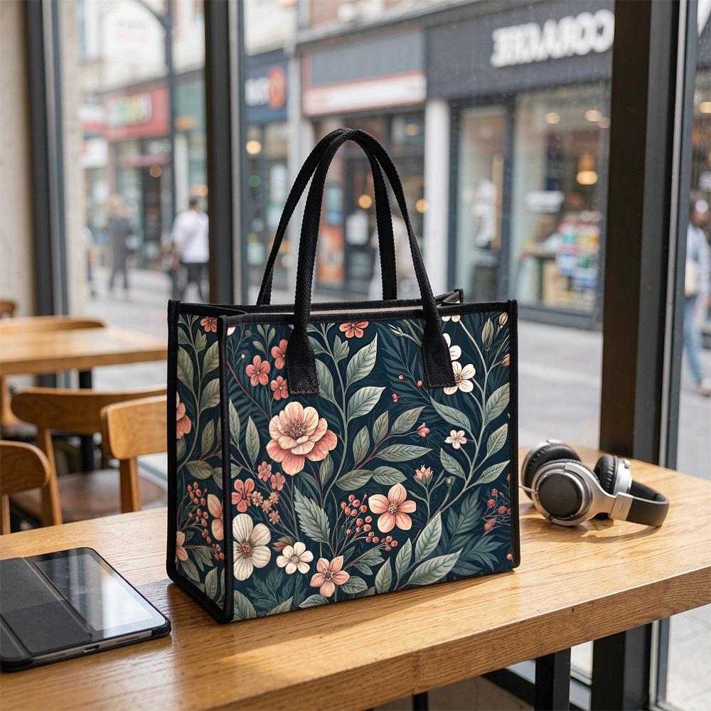 Vintage Floral Women Casual Tote Bag Fashion Daily Shopping Handbag Large Capacity Portable Ladies Shoulder Bag