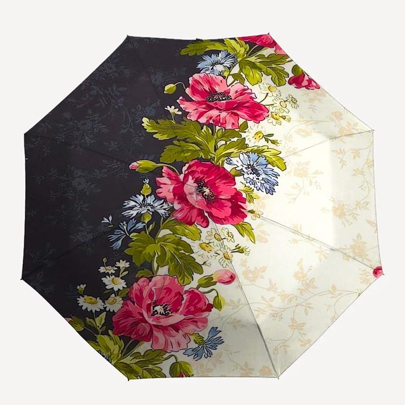 1pc Floral Pattern Circular Design Umbrella with Plastic Handle,Suitable for All Seasons Umbrellaptys26064