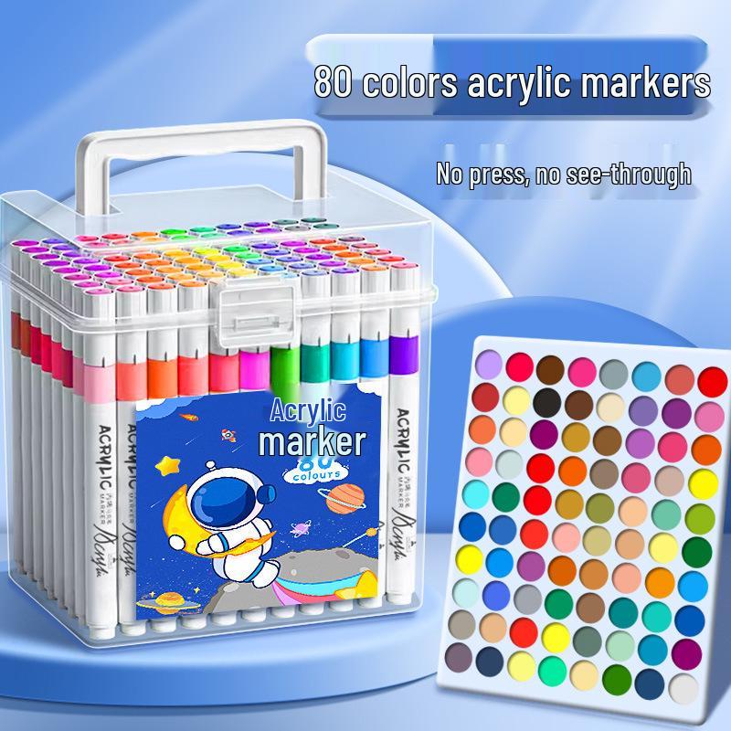 36-Color Waterproof & Washable Acrylic Marker Pens for Elementary Students: Opaque, Stackable, and Ideal for Children's Art Projects