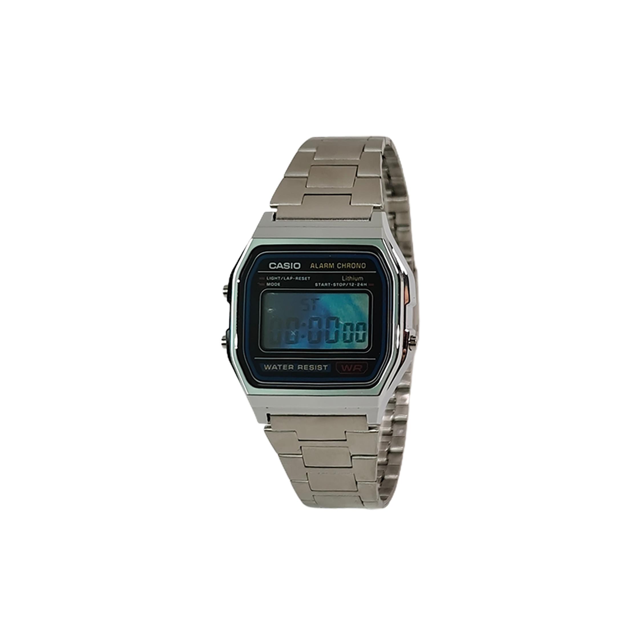 

CASIO Custom Collection Quartz Movement Stainless Steel Strap Watch Unisex Blue Dial A158WA-1(Watch5--·) Silver Strap