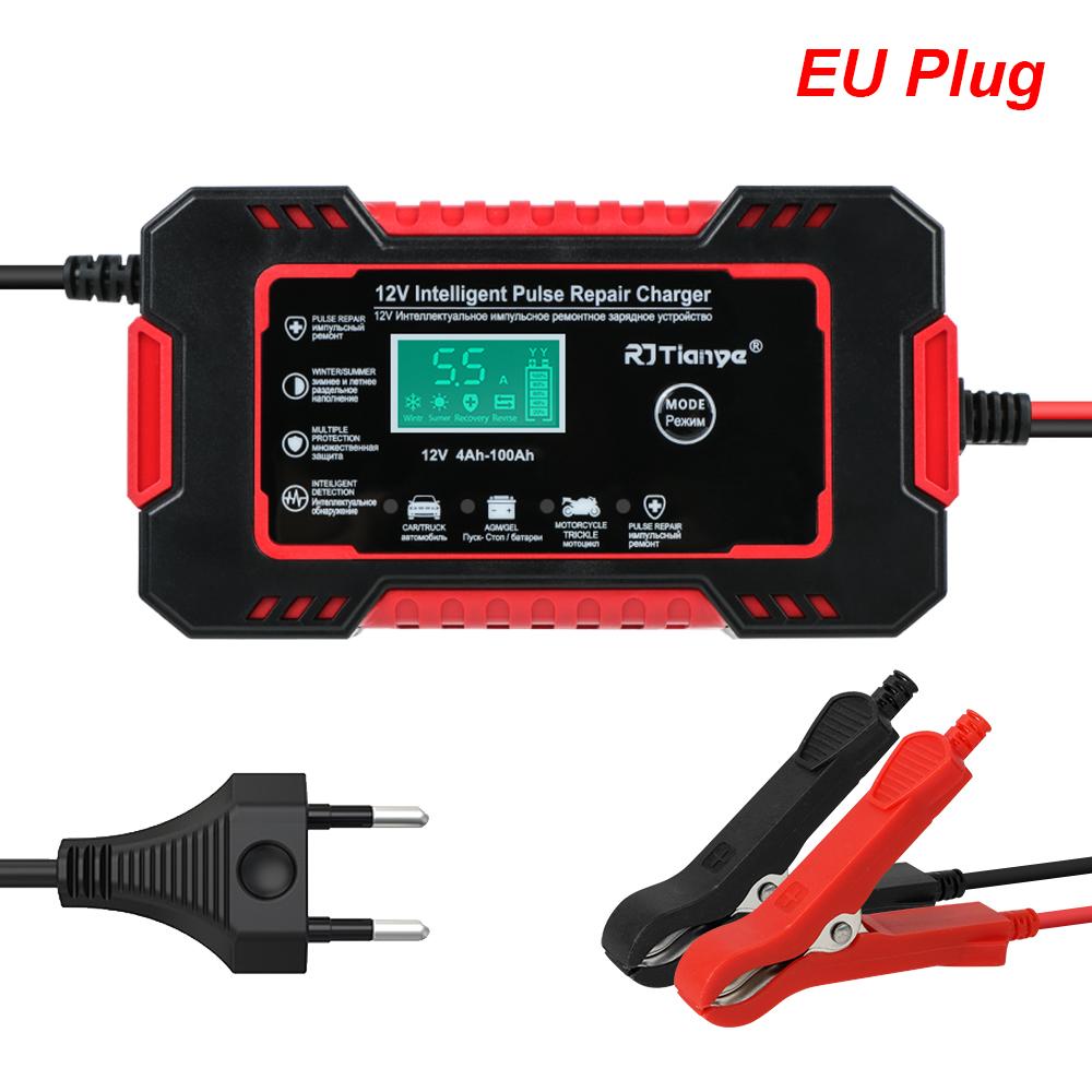 Car Battery Chargers 6A 12V 80W Digital Intelligent Pulse Repair Storage Cell Lead Acid Batteries Chargers For Boat Motorcycle