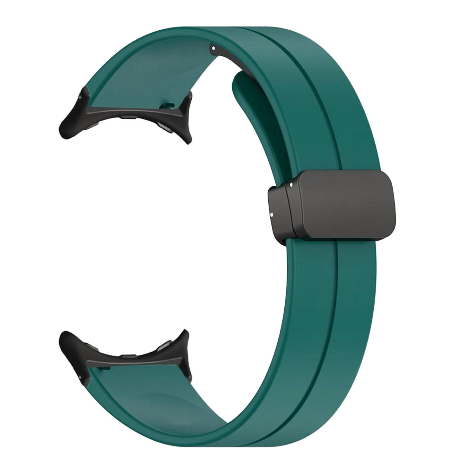 

Elastic Silicone Watch Band Magnetic Closure Alloy Buckle Stretch Wristwatch Strap Replacement for зелёный