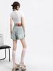 2024 Women's High Waist Slimming Rolled Edge Denim Shorts - Trendy European Style