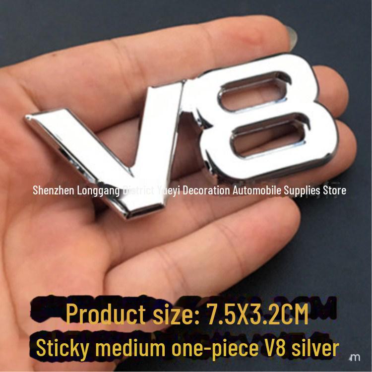 3D Metal Electroplated V8 Emblem for Toyota/Volkswagen Modified Cars
