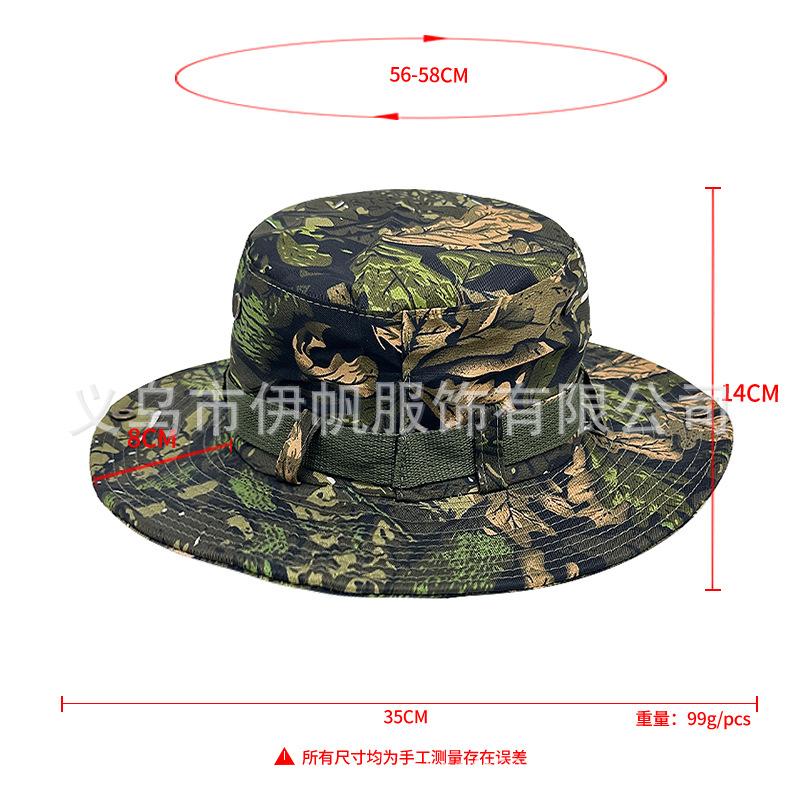 Popular Jungle Camouflage Bucket Hat Men and Women Big Brim Basin Hat Military Hat Round Edge Sun Hat Summer Climbing Hat