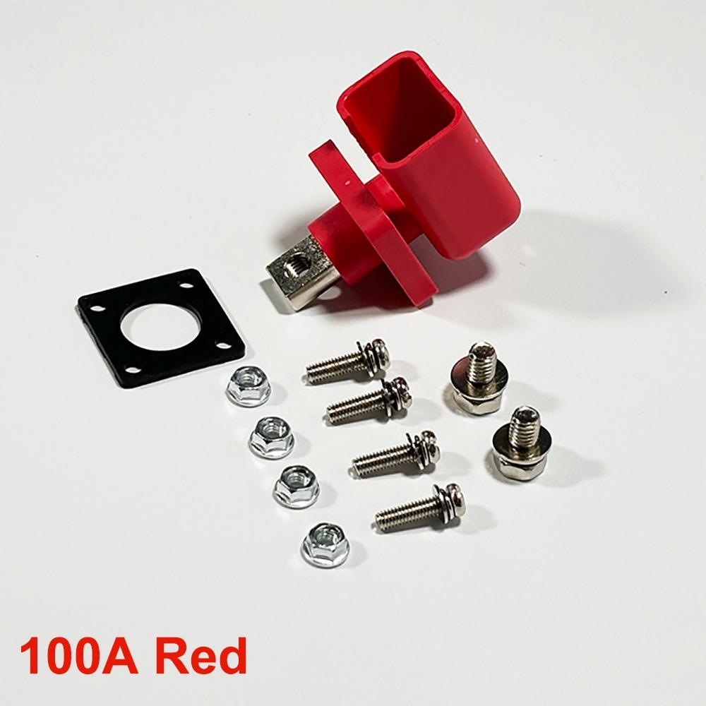 New All Copper Lithium Battery Terminal High Current Black Red Battery Connector 100A/120A/150A/200A Copper Terminals