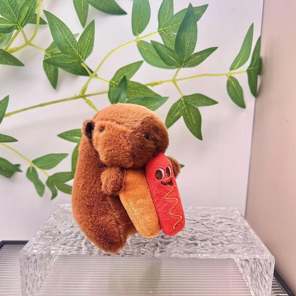 Hot Selling Turtle & Strawberry Hat Capybara Plush Doll Keychain Backpack Decoration