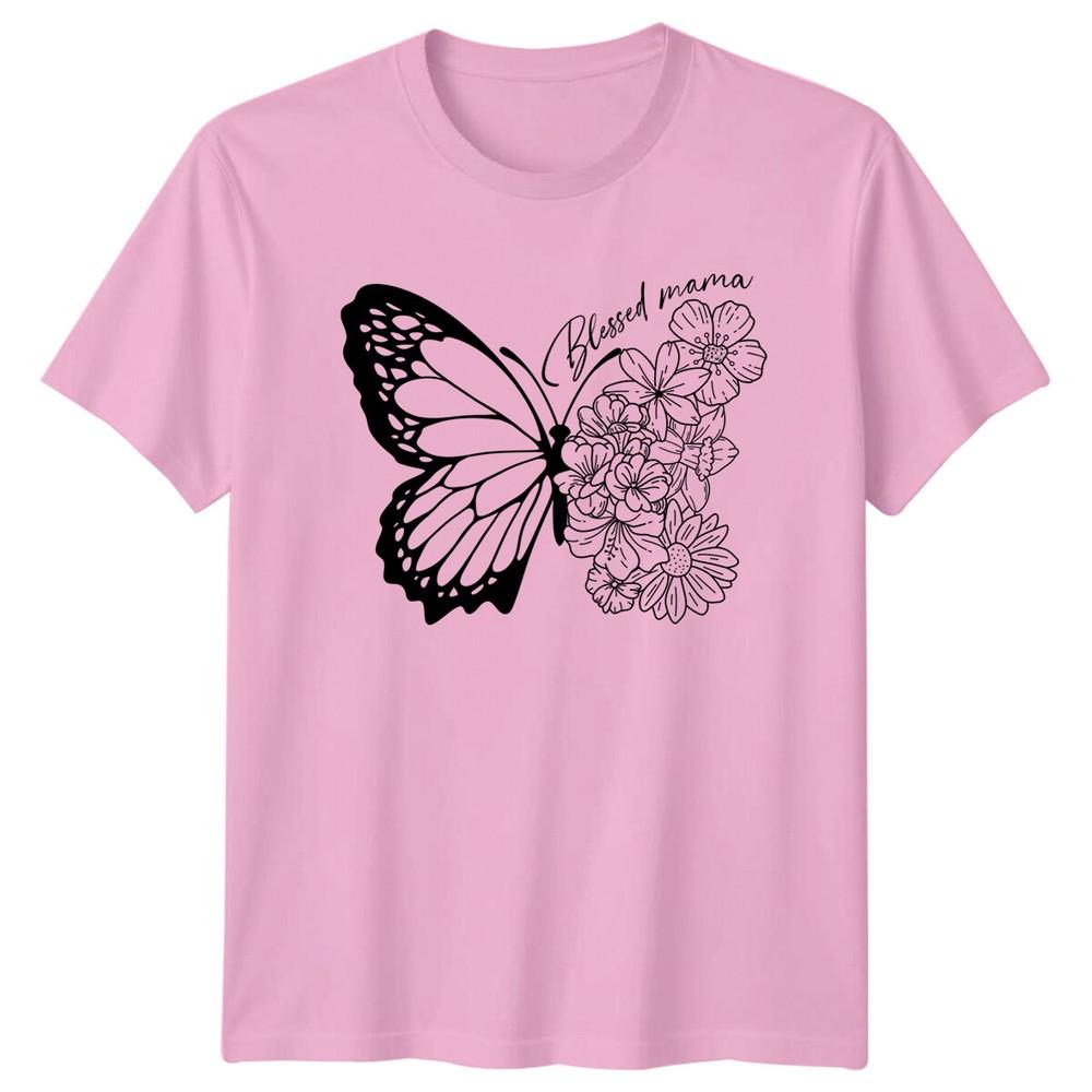 Blessed Mama Floral Butterfly TShirt Mothers Day Gift For Mom