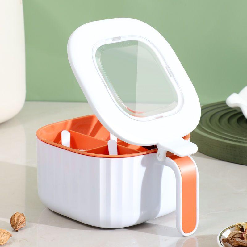 Seasoning Box Set, 4-in-one Salt Shaker, Household Kitchen Seasoning Box with Lid