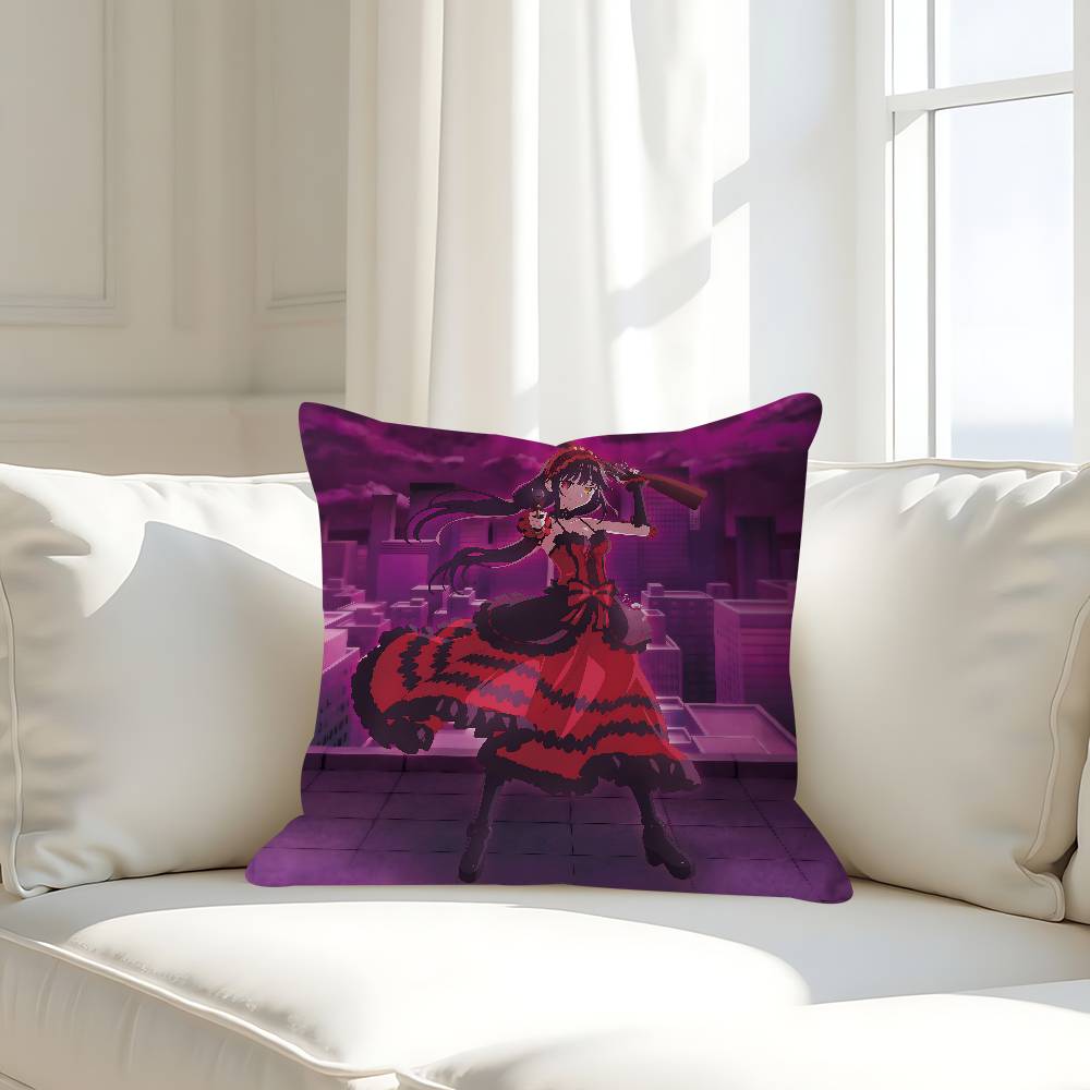 

Anime Kurumi Tokisaki Pillow Case Removable Washable Cushion Cover – All-Season Soft Linen 16x16Inch
