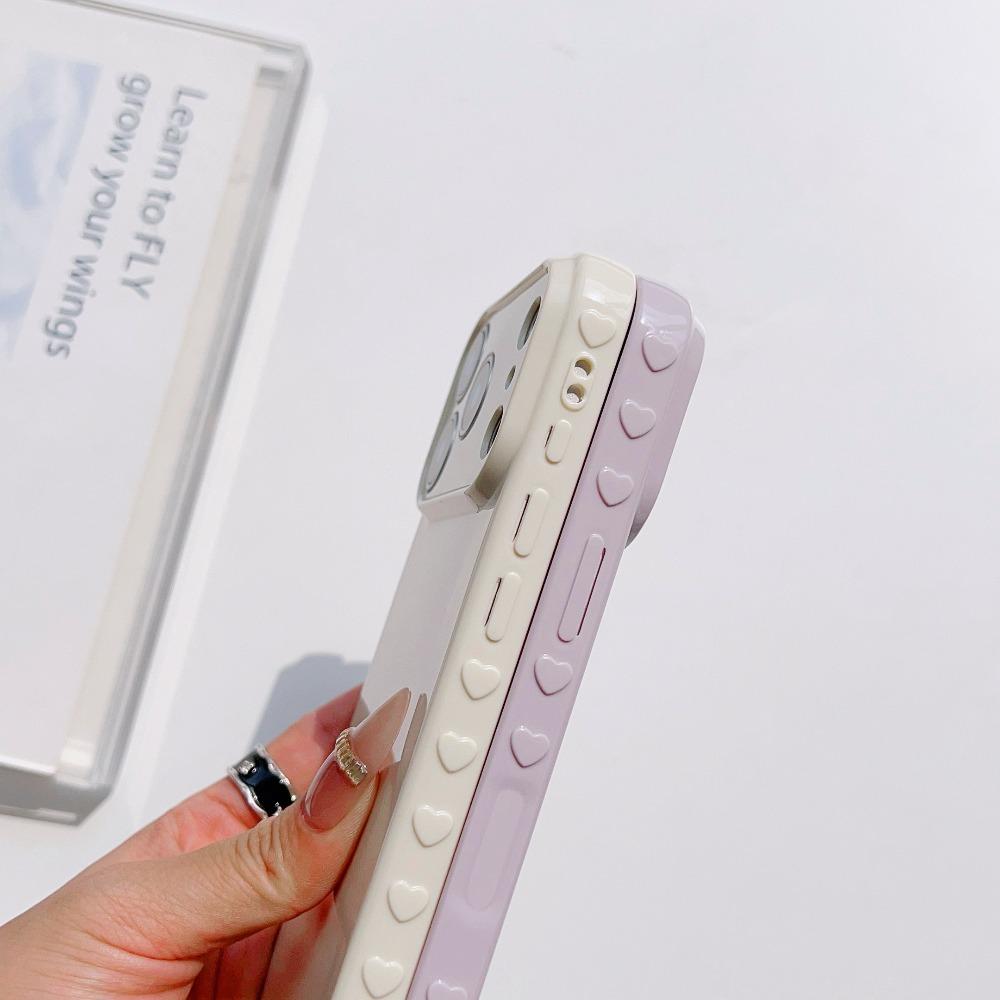 Simple Solid Color Colors For For Iphone 17 Pro 16 1 14 Plus 13 12 Pro Max Side Heart-shaped TPU Phone Cover Case
