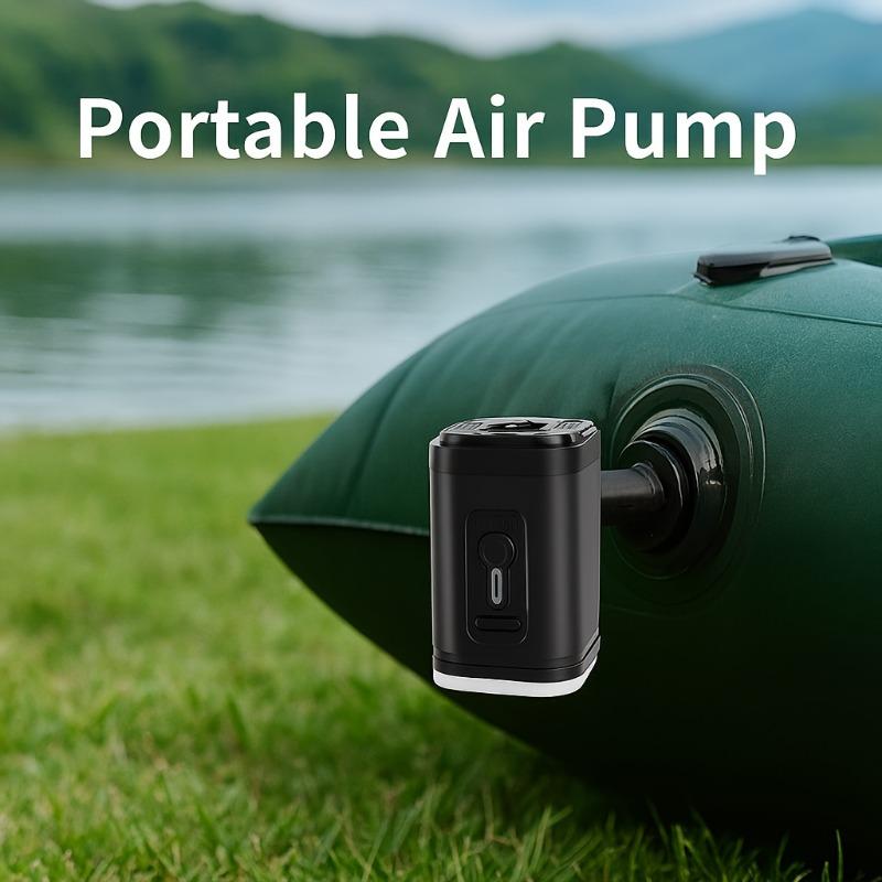 1SET Portable Rechargeable Air Pump - 3-in-1 Air Pump with LED Light, 5 Multifunctional Nozzles for Outdoor Air Filling Equipment