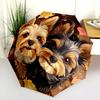 Two Yorkshire Terriers Pattern, Automatic Folding Umbrella, Portable and Foldable Design, 8 Ribs, a Christmas or Birthday Gift.