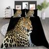 Leopard Duvet Cover Set King/Queen Size Brown with Black Spots Cheetah Bedding Set for Adults Men 2/3pcs Polyester Quilt Cover