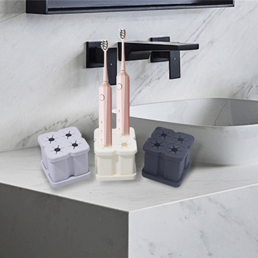 Food Grade Silicone Toothbrush Holder Suction Cup Stand For Electric Toothbrush Heads Organize 2/4Holes