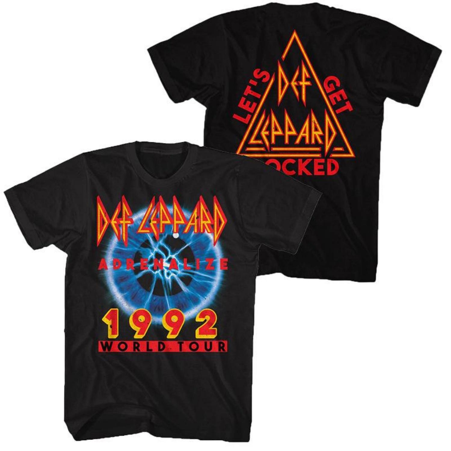 

Def Leppard ADRENALIZE 1992 Мировой Тур Футболка Let s Get Rock Мужская Женская Оверсайз Короткий Рукав Уличная Одежда Хип-Хоп Женская Мужская Одежда S чёрный