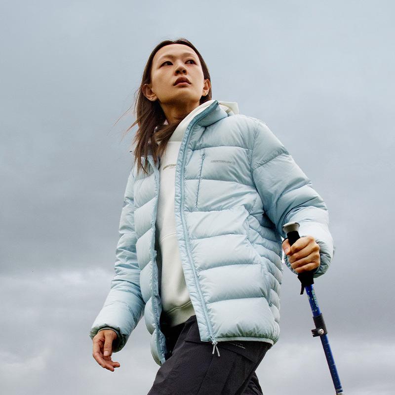 Li Ning CF Outdoor Stand Collar Warm Sports Down Jacket Unisex Jacket Light-Blue AYMT277-2