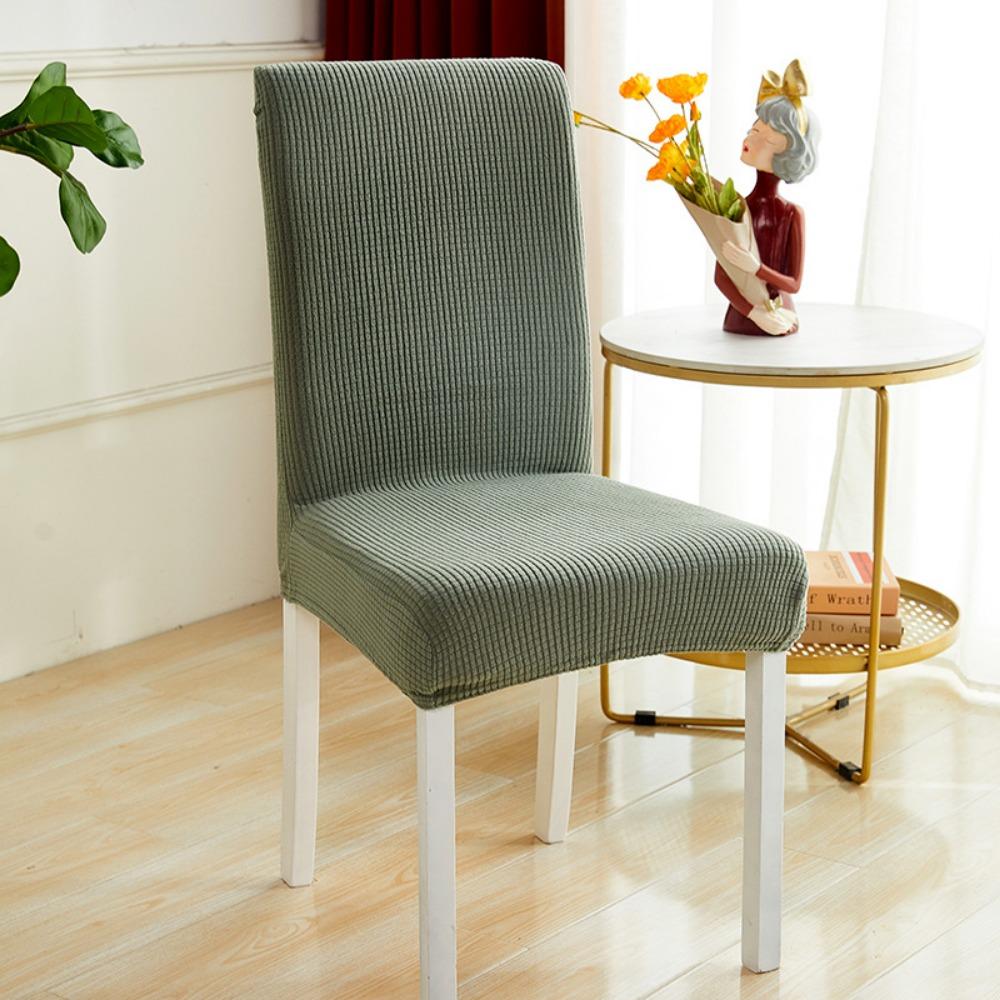 Plaid Fleece Thick Elastic Chair Covers for Hotel Restaurant Dining Stretchable Anti-Stain Seat Slipcovers