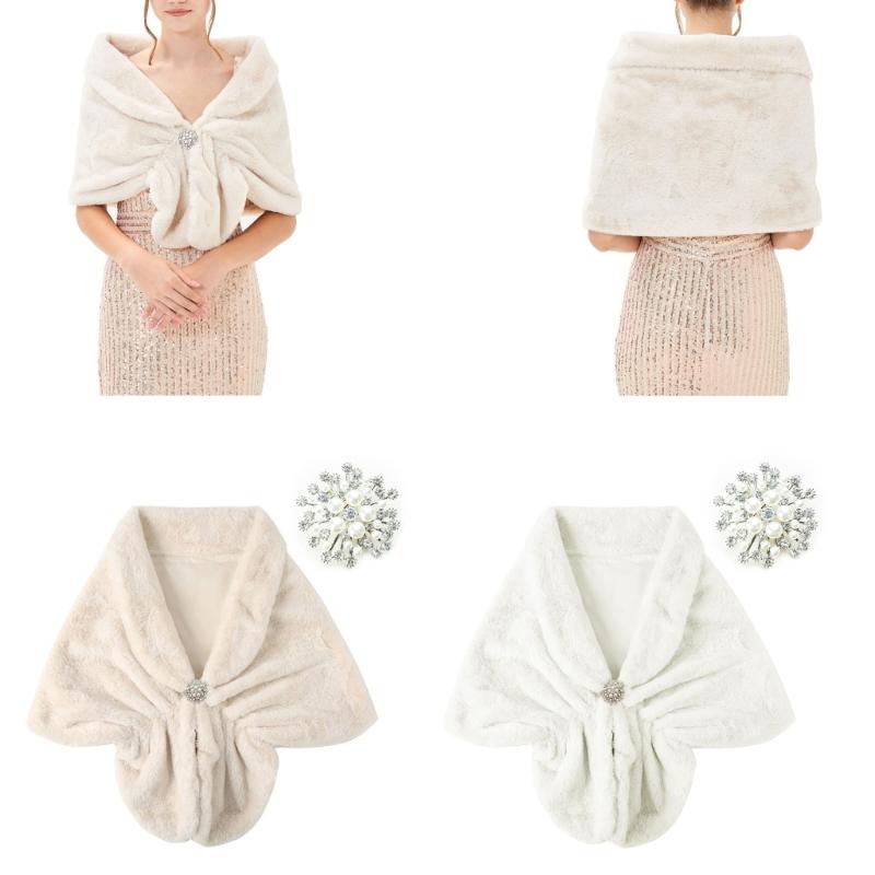 Trendy Ladies Shawl Set Large Size Wrap Polyester Furs Shawl Cold Weather Comfortable and Fashionable Outerwear