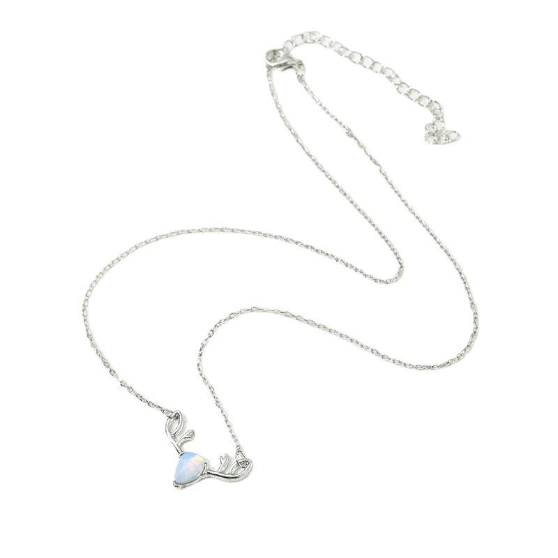 Dongdaemun Floral Pearl Diamond Star & Moon Antler Necklace for Women