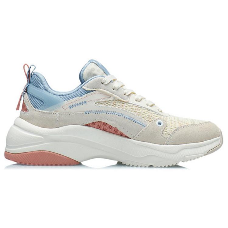Li Ning Abrasion Resistant Breathable Low top Casual Shoes Women's Light Gray Pink AGCR326-2