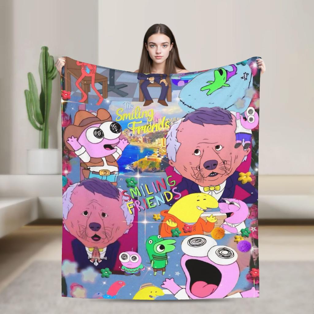 Smiling Friends Pim a Charlie Potisk Deky Pánské Dámské Super Měkké Útulné Přehozy do Obývacího Pokojí 50x60 Palců Více Velikostí