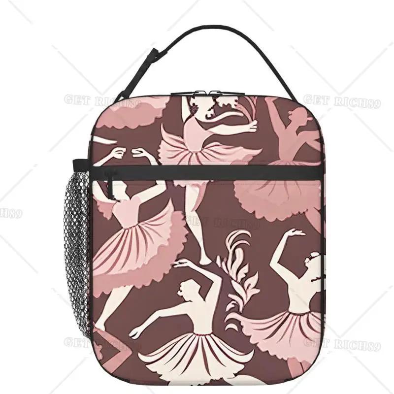 

Балерины танцуют на розовой сумке для ланча, женский ланч-бокс для мужчин, переносная сумка-холодильник для работы, пикника, путешествий 26x21x11CM синий