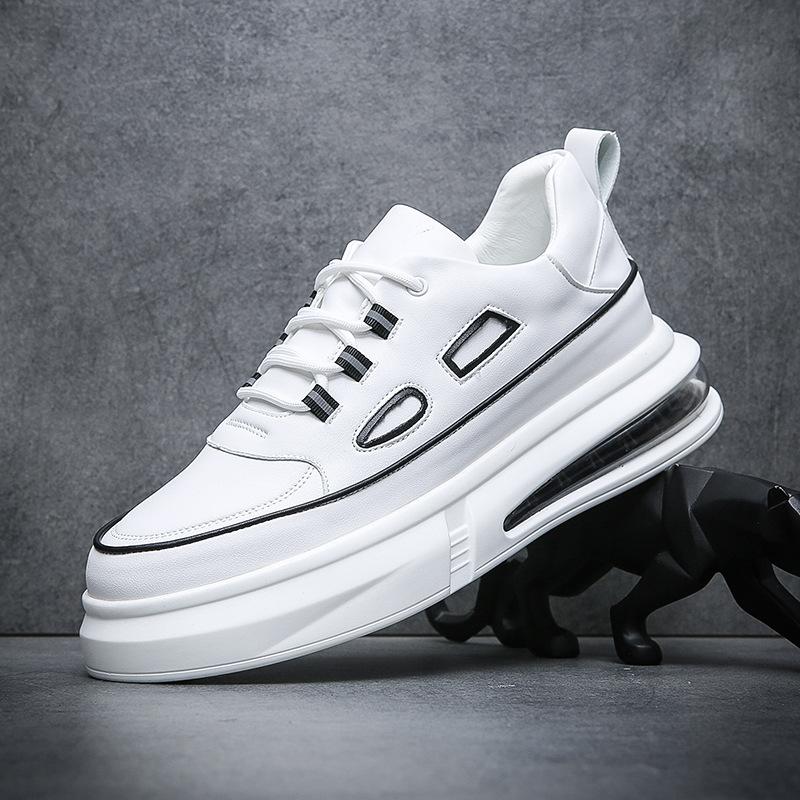 High-top Men's Shoes Autumn and Winter New Trendy Men's Shoes Thick-soled Air Cushion White Shoes Sports and Leisure Board Shoes Versatile Trendy Shoe