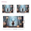 2D Fantasy Wald Hirsch Kulisse mit blauen Geweihen & Lichterketten Party Dekoration