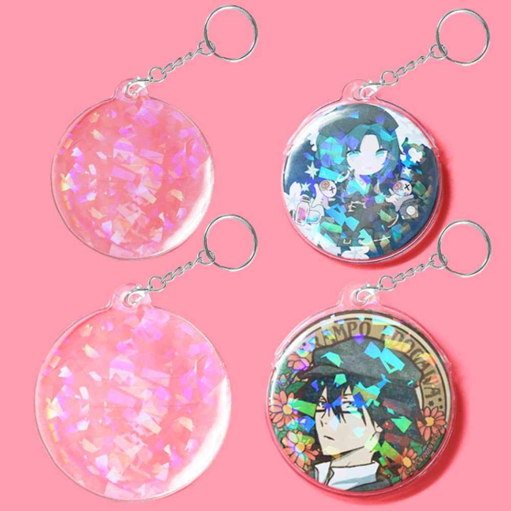 Samcos Keychain Badge Protective Set of Laser Collection High Protects Scratch Ita Anime Round Badge Fits 58mm Badges Covers, Covers, 10, Cut, Strap,