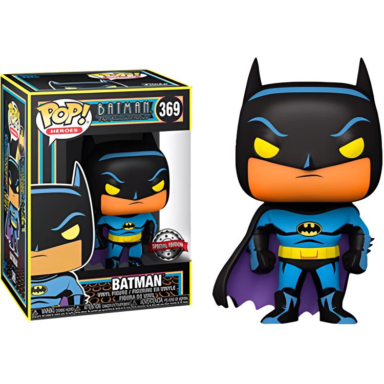 Funko Pop! Heroes Batman The Animated Series Batman Black Light Glow Hot Topic Exclusive Figure #369 -DC