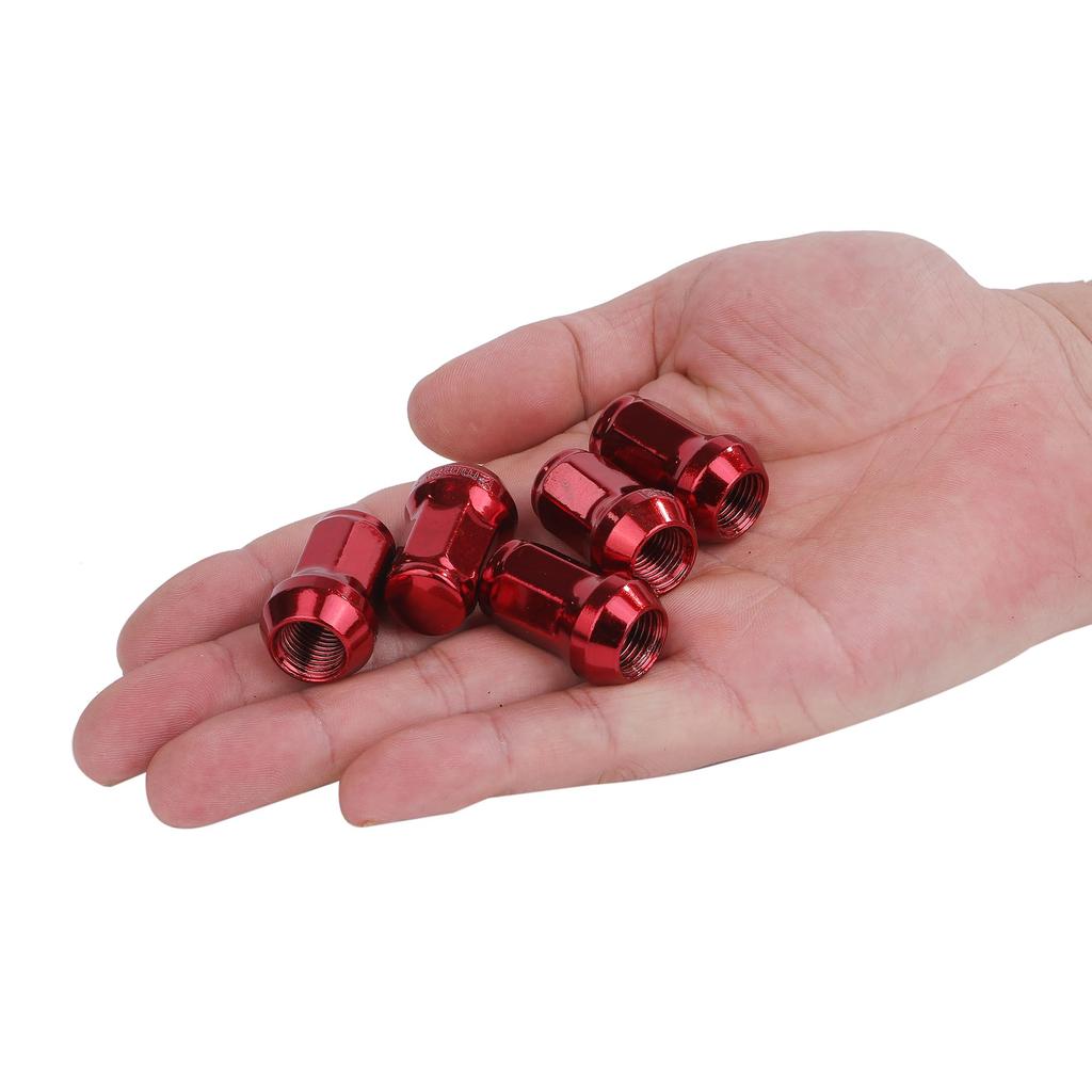 [Partools] Lock Nuts Red Car Tire Wheel Nuts M12 Short Nuts Lug Nuts Racing Nuts (20 Pieces, 1.25 Mm)