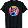 Chat Américain à Poil Court Drôle Portant des Lunettes de Soleil Rétro T-Shirt Débardeur Sweat à Capuche Hommes Femmes Noir