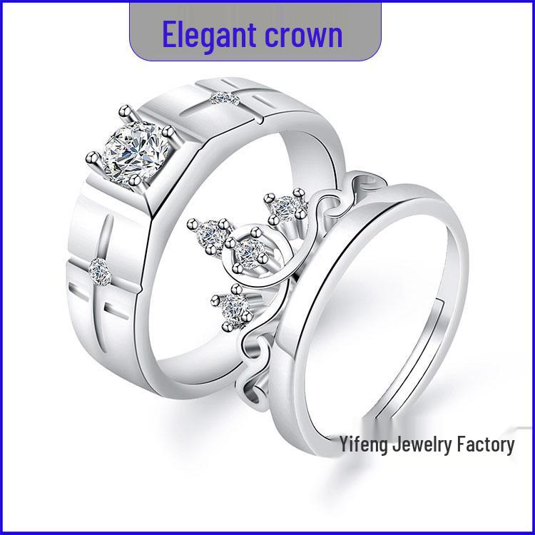 Adjustable Couple Rings: Korean Style White Gold Plated Valentine's Jewelry