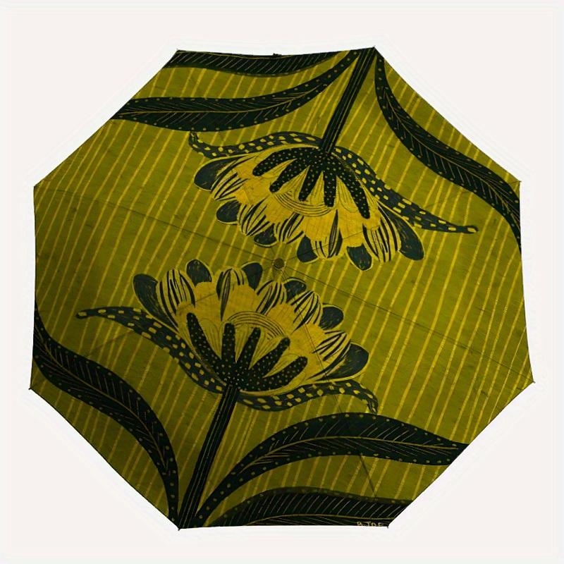 1pc Floral Pattern Automatic Open/Close Umbrella with Windproof, Functional Design, 8-Rib Sturdy Canopy