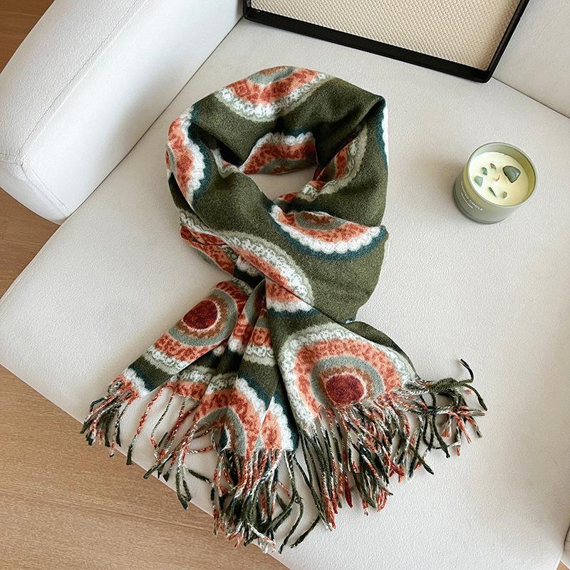 

2024 новый ретро-стиль искусственный кашемировый шарф для женщин, зимний теплый толстый шарф новые шарфы 200x70cm