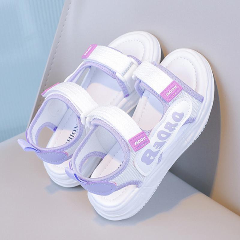 Girls' Sandals Summer Fashion Soft Bottom Middle School Children's Sports Student Princess Open Toed Children's Beach Shoes