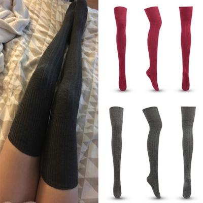 1Pair Women Stockings Lengthened Breathable Cotton Over Knee Thigh Socks for Lady