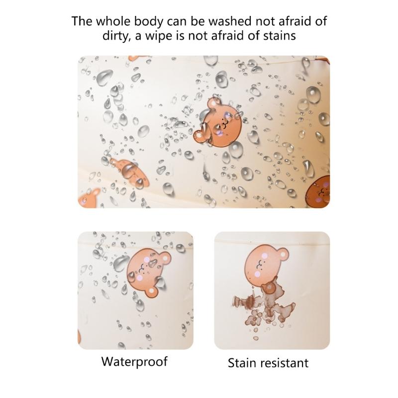 Infants Swim Training Chair Inflatable and Foldable Baby Bath Stool Cartoon Bear Pattern Baby Play Pool Sitting Chair