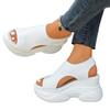 Sandales à plateforme tricotées pour femmes à largeur large, sandales sportives à bout ouvert à talon compensé, chaussures d'été de style européen en gros