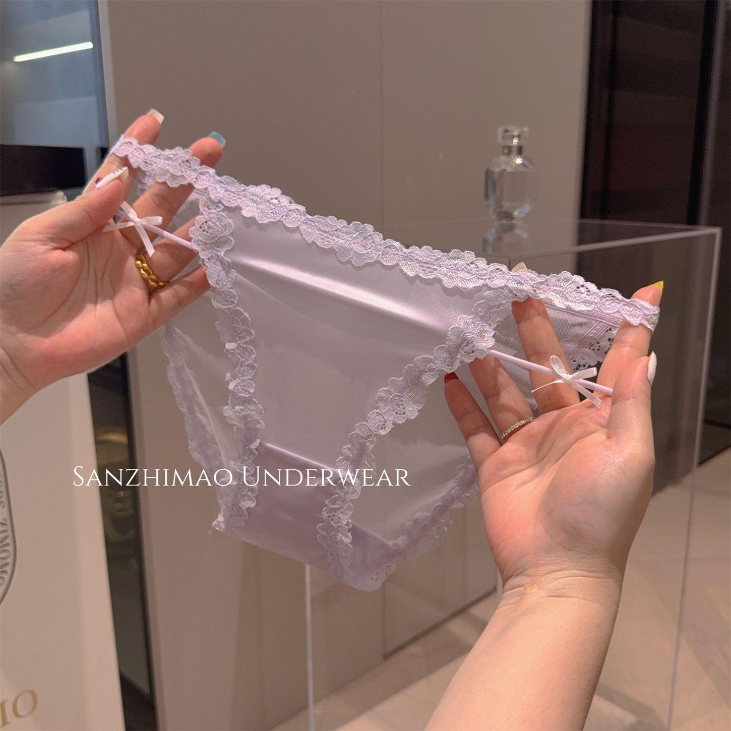 Девушка Лето Тонкие Новый Стиль Чистое Желание Сексуальные Кружевные Треугольные Трусики One size светло-фиолетовый